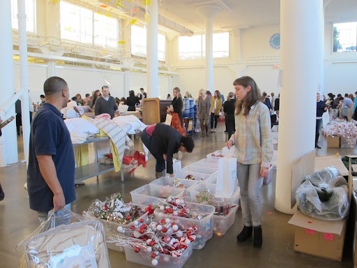 Employees enjoy the pickings.