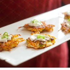 Mini Potato-Carrot Pancakes with Festive Sour Cream
