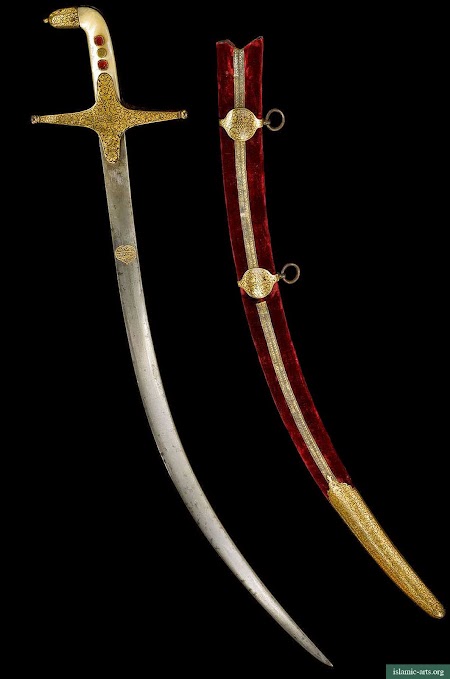 A MOTHER-OF-PEARL HILTED SWORD (SHAMSHIR)