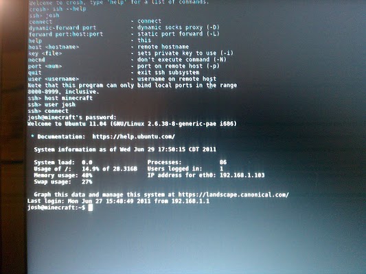 I can SSH into one of my Linux servers. IMG_20110629_175049.jpg