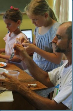 Aaron, Olivia, Kathering decorating WED