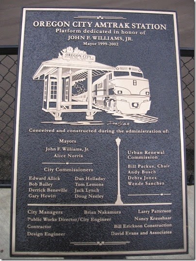 IMG_9079 Oregon City Amtrak Station Plaque in Oregon City, Oregon on September 17, 2007