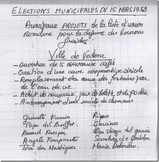 élections à vedène ( manuscrit)