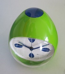green and blue egg shaped Blessing alarm clock 