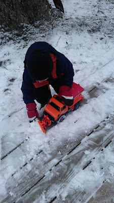 Orange snow plow