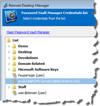credential selection credential selection