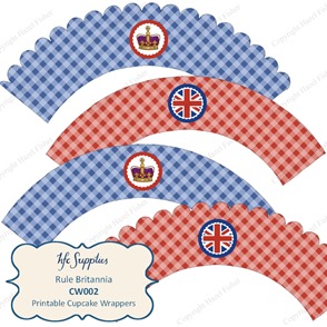 CW002 etsy 1 rule britannia british royal cupcake wrapper blue red