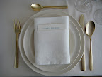 A close up of the place setting, which included the Midas Gold flatware from The Conran Shop, and a sweet little place card tucked into the napkin.