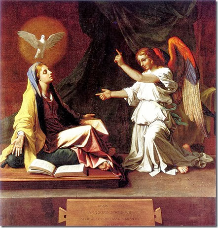 annunciation- HS Overshadow Mary. by Nicolas Poussin