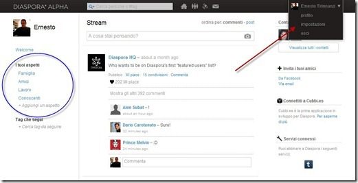 diaspora-interfaccia