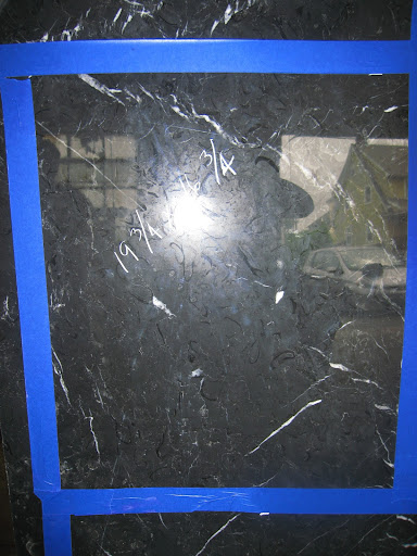 Then I taped it out so that the marble cutter would know exactly which part of the slab to cut.
