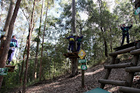 The four of us on the high ropes course