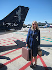 Naomi is ready to board! Can you tell how little this plane is? It's maybe seven feet tall.