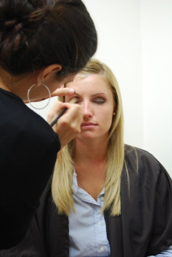 Suzette doing Leanna's make-up.