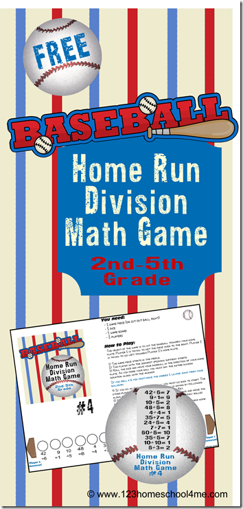 Division Math Games - Home Run Division is a FREE printable math game that makes practicing division fun. This hands on math game is for 2nd, 3rd, 4th and 5th Grade students. This baseball themed math activity is perfect for spring! Division Math Games - Home Run Division is a FREE printable math game that makes practicing division fun. This hands on math game is for 2nd, 3rd, 4th and 5th Grade students. This baseball themed math activity is perfect for spring!
