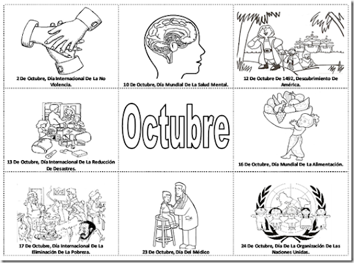 Pinto Dibujos: Fechas importantes de octubre para colorear ... Pinto Dibujos: Fechas importantes de octubre para colorear ...