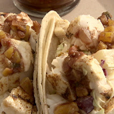 Halibut Tacos with Peach Salsa