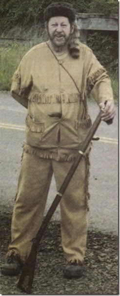 Dan Orr of Astoria in costume as a Corps of Discovery member for the Lewis & Clark Explorer Train in Clatskanie, Oregon on May 21, 2005
