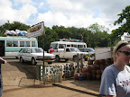 Our van on the right - orange back sticking out on roof.
