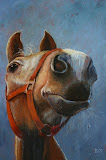 Alert paard - 25 x 31 cm- olieverf op paneel