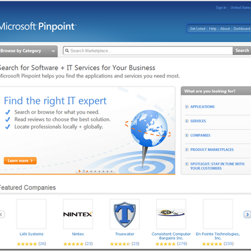 Developers! How to List your Small Business Server and Windows home Server Apps on Microsoft Pinpoint