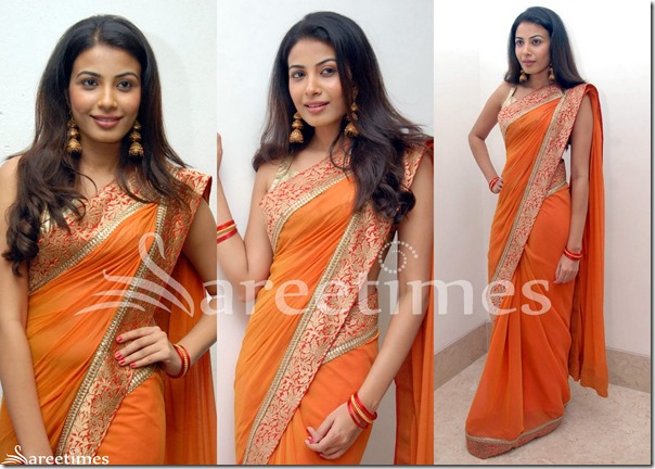 Kavya_Shetty_Orange_Saree