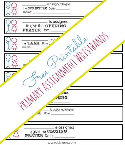 Free Printable Primary Wristband Reminders