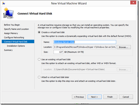 Connect Virtual Hard Disk