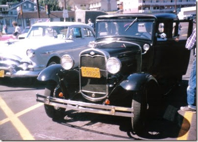 40 1931 Ford Model A Tudor Sedan in the Rainier Shopping Center parking lot for Rainier Days in the Park on July 13, 1996