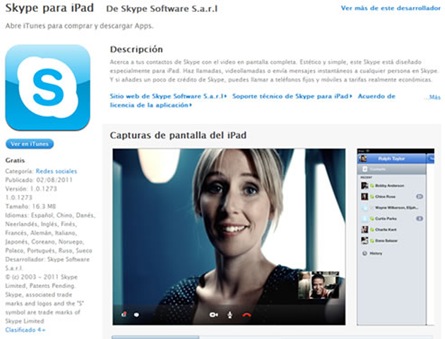 Descargar gratis Skype para iPad