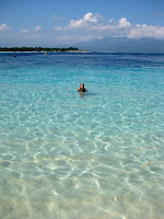 Sarah enjoying the clear water of the Gilis