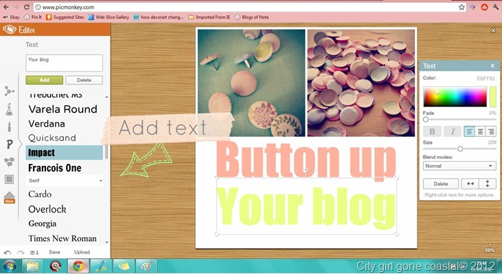 Adding text to your blog button collage