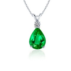 Pear Emerald and Diamond V-Bale Pendant