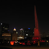 Fountain and skyline on Saturday night