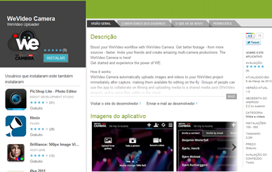 Página do WeVideo no Google Play