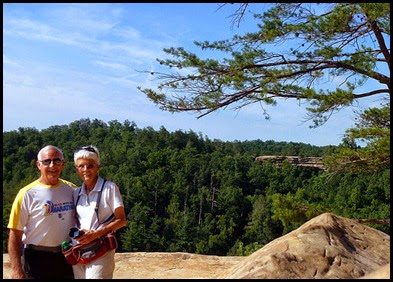 17f - Laurel Ridge Trail - Bill and Nancy at Natural Bridge from Lookout Point