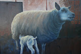 Drinkend lam - 50 x 60 cm - olieverf op paneel