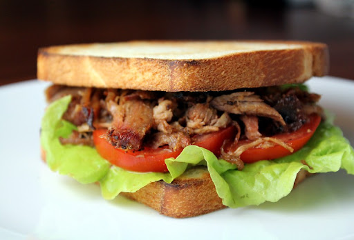Pulled Pork, Lettuce and Tomato Sandwich