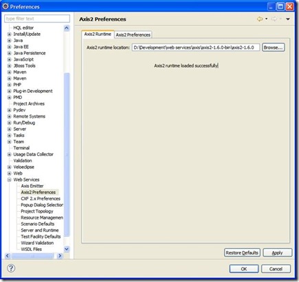 Apache Axis Eclipse Settings