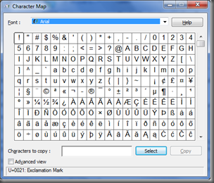 character map