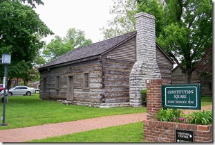 Replica of the original Log Courthouse in Constitution Square