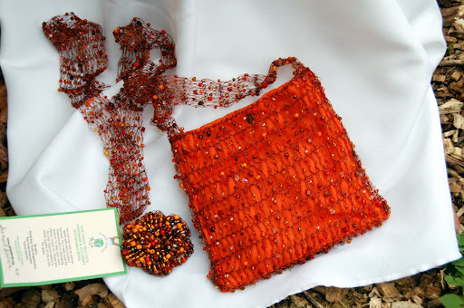 COPPER & BEAD CROCHET HANDBAG OF SOUTH AFRICA