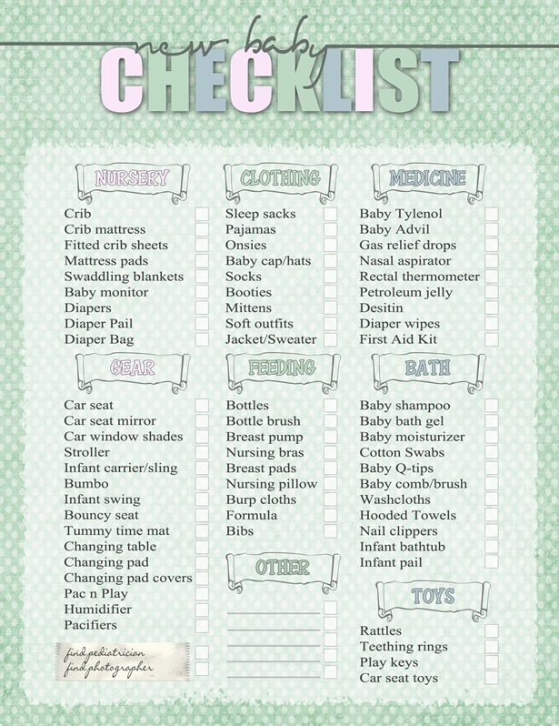 Cropped Stories: Free Printable: New Baby Checklist