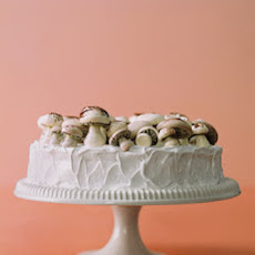 Frosted Fruitcake with Meringue Mushrooms