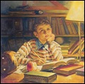 Anderson_Young boy taking a break from studying_1950