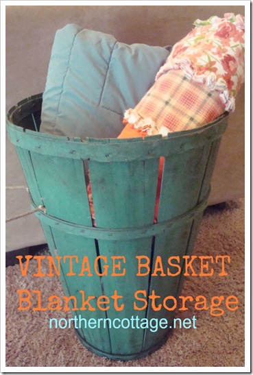 vintage basket blanket storage @northern cottage 
