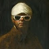 Object: 18520 - White flat cap with sunglasses - 15 x 12 cm - VERKOCHT