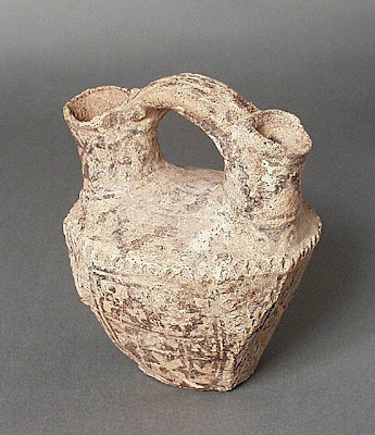 Vessel Greater Iran (Afghanistan) Vessel, 6th-8th century Ceramic; Vessel, Ceramic, Height: 6 5/16 in. (16 cm); Width: 3 15/16 in. (10 cm); Length: 5 3/8 in. (13.5 cm) Gift of Kate Fitz Gibbon and Andrew Hale (AC1997.253.11) Art of the Middle East: Islamic Department.