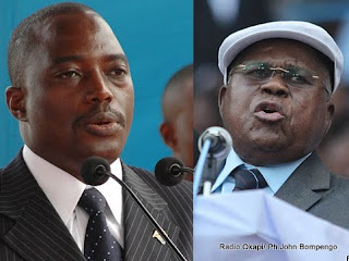  – A gauche, Joseph Kabila, candidat de la Majorité Présidentielle et Etienne Tshisekedi, président de l'UDPS