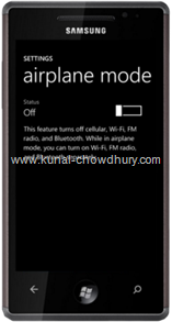 WP7 Settings Page - Airplane Mode